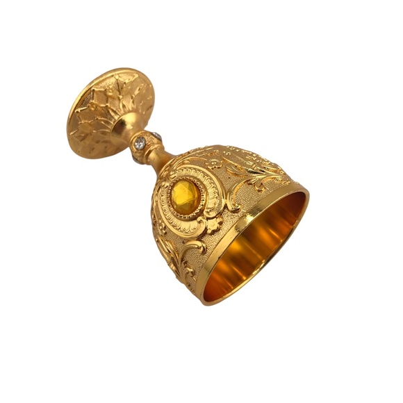 Vintage Metal Shot Glass Small Golden Goblet Gift Idea Home Decor - Picture 2 of 6